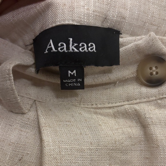Aakaa Cream Pleated High Waisted linen Trousers - size M/waist 27/inseam 30 - Picture 3 of 6